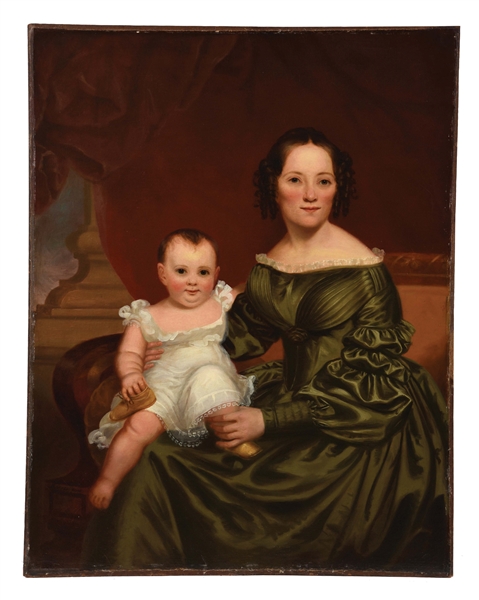 BASS OTIS (AMERICAN, 1784 - 1861) PORTRAIT OF A MOTHER AND CHILD.