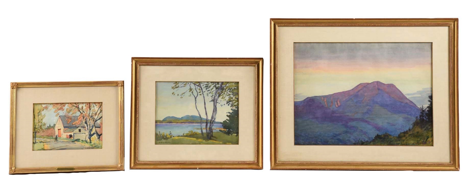 LOT OF THREE: CHARLES HENRY RICHERT (1880-1974) WATERCOLORS ON PAPER.