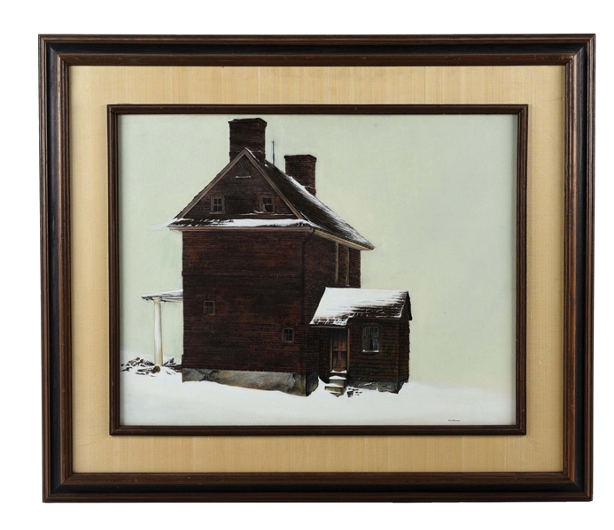 BRICK HOUSE IN THE SNOW.