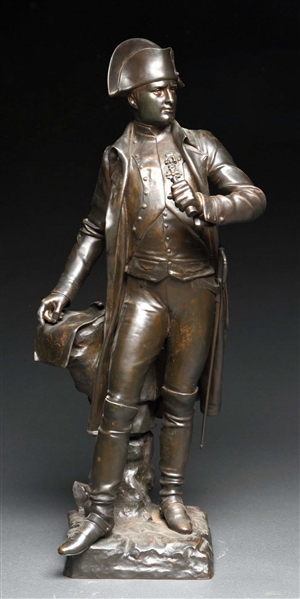 AFTER EUGENE MARIOTON (FRENCH 1854 - 1933) BRONZE FIGURE OF NAPOLEON.
