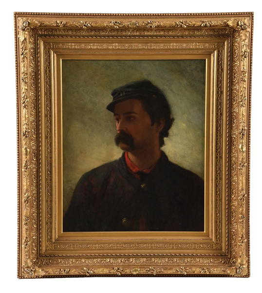 ATTRIBUTED TO JULIAN SCOTT (AMERICAN, 1846 - 1901) PORTRAIT OF A SOLDIER FROM THE 13TH REGIMENT.