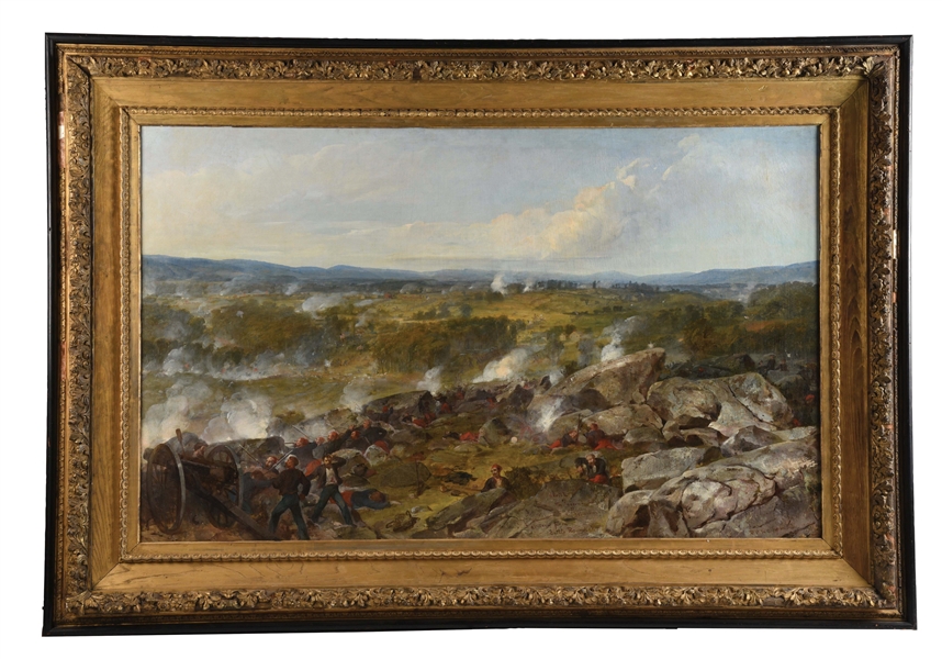 PETER ROTHERMEL (AMERICAN, 1817 - 1895) SECOND DAY, BATTLE AT GETTYSBURG AS SEEN FROM LITTLE ROUNDTOP.