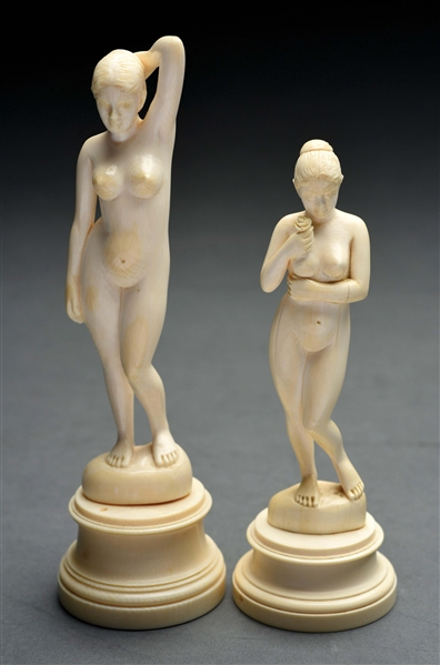 LOT OF 2: NUDE IVORY FIGURES. 