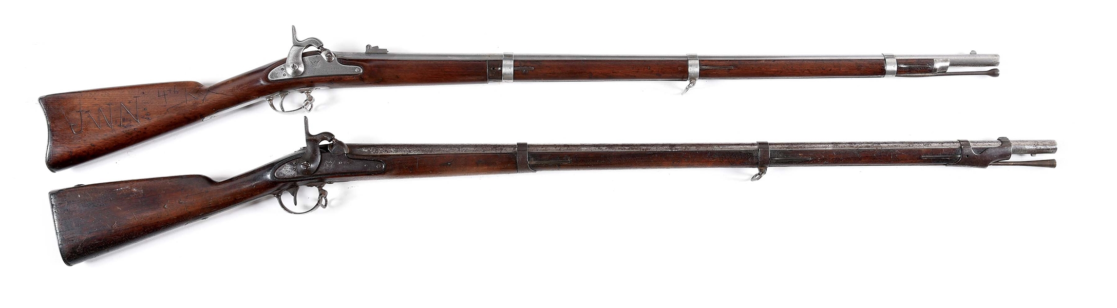 (A) LOT OF 2: SPRINGFIELD ARMORY 1861 AND HARPERS FERRY 1842 PERCUSSION RIFLES.