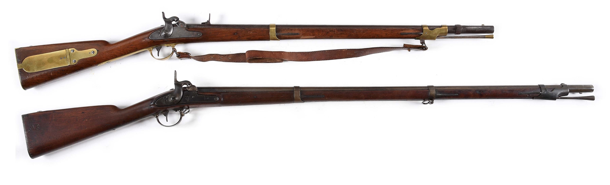 (A) LOT OF 2: E.WHITNEY MISSISSIPPI RIFLE AND HARPERS FERRY 1851 PERCUSSION RIFLES.