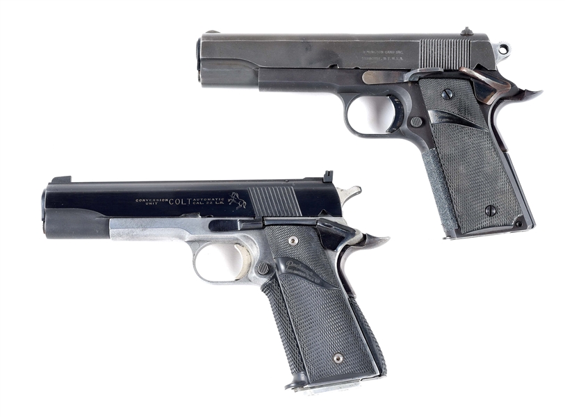 (M) LOT OF TWO: ESSEX ARMS 1911A1 AND RMT ALUMINUM FRAME 1911A1 WITH COLT .22 CONVERSION.
