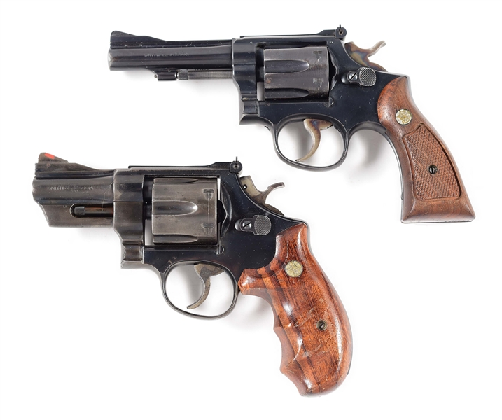 (C+M) LOT OF 2: SMITH & WESSON MODEL 18 AND MODEL 24-3 DOUBLE AUCTION REVOLVERS.