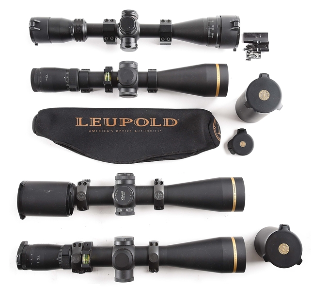 LOT OF 4: CENTER-POINT AND LEUPOLD RIFLE SCOPES.