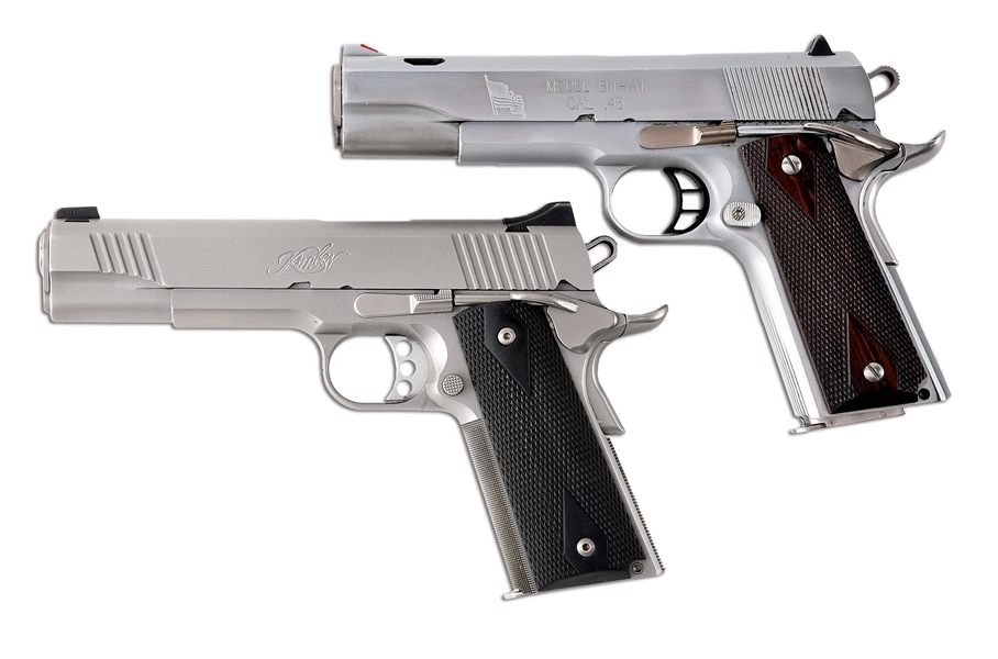 (M) LOT OF TWO: SPRINGFIELD GSP LIMITED EDITION 1911A1 AND KIMBER TLE II .45 ACP SEMI AUTOMATIC PISTOLS.