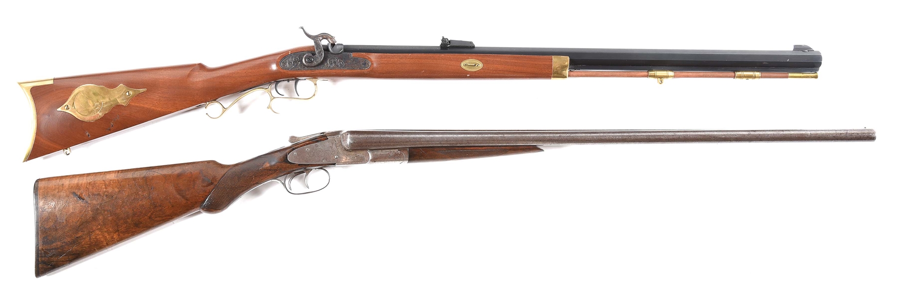 (A) LOT OF TWO: THOMPSON CENTER ARMS HAWKEYE PERCUSSION RIFLE AND L.C. BLACK POWDER DOUBLE BARREL SHOTGUN