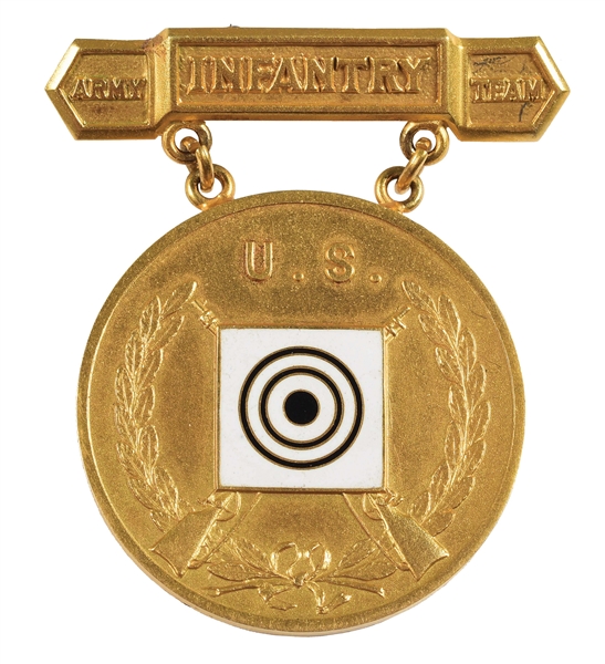 1910 NATIONAL MATCHES GOLD MARKSMANSHIP MEDAL INSCRIBED TO U.S. ARMY DSC WINNER