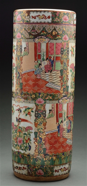 FAMILLE ROSE CHINESE PORCELAIN UMBRELLA STAND.
