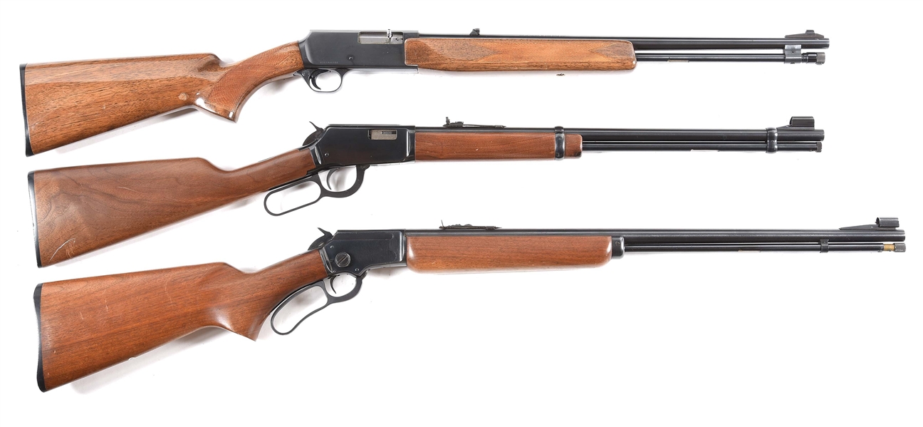 (C) LOT OF 3: BROWNING BAR 22, WINCHESTER 9422M, AND MARLIN 39A RIFLES.