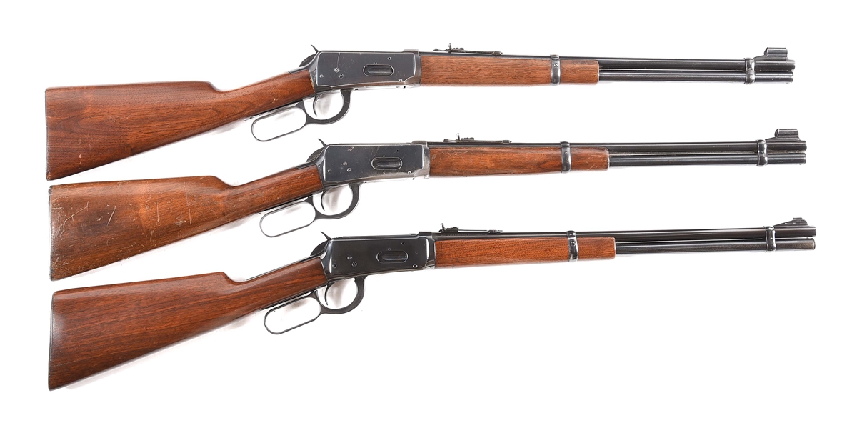 (C) LOT OF 3: PRE-64 WINCHESTER 94 LEVER ACTIONS RIFLES.