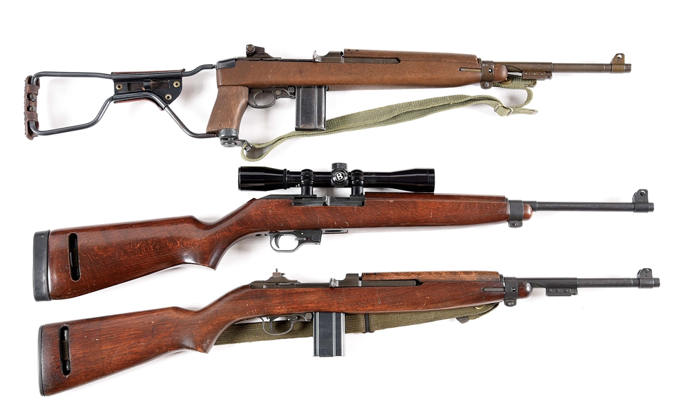 (C) LOT OF 3: INLAND M1, IVER JOHNSON CARBINE, AND UNDERWOOD M1 SEMI AUTOMATIC RIFLES.