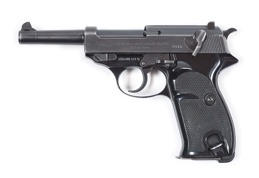(C) WALTHER P1 SEMI-AUTOMATIC PISTOL WITH HOLSTER.