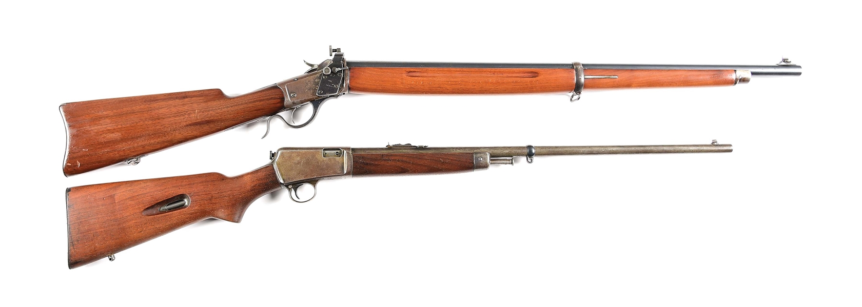 (C) LOT OF 2:  WINCHESTER 1885 LOW WALL SINGLE SHOT RIFLE AND (B) WINCHESTER MODEL 63 SEMI-AUTOMATIC RIFLE.