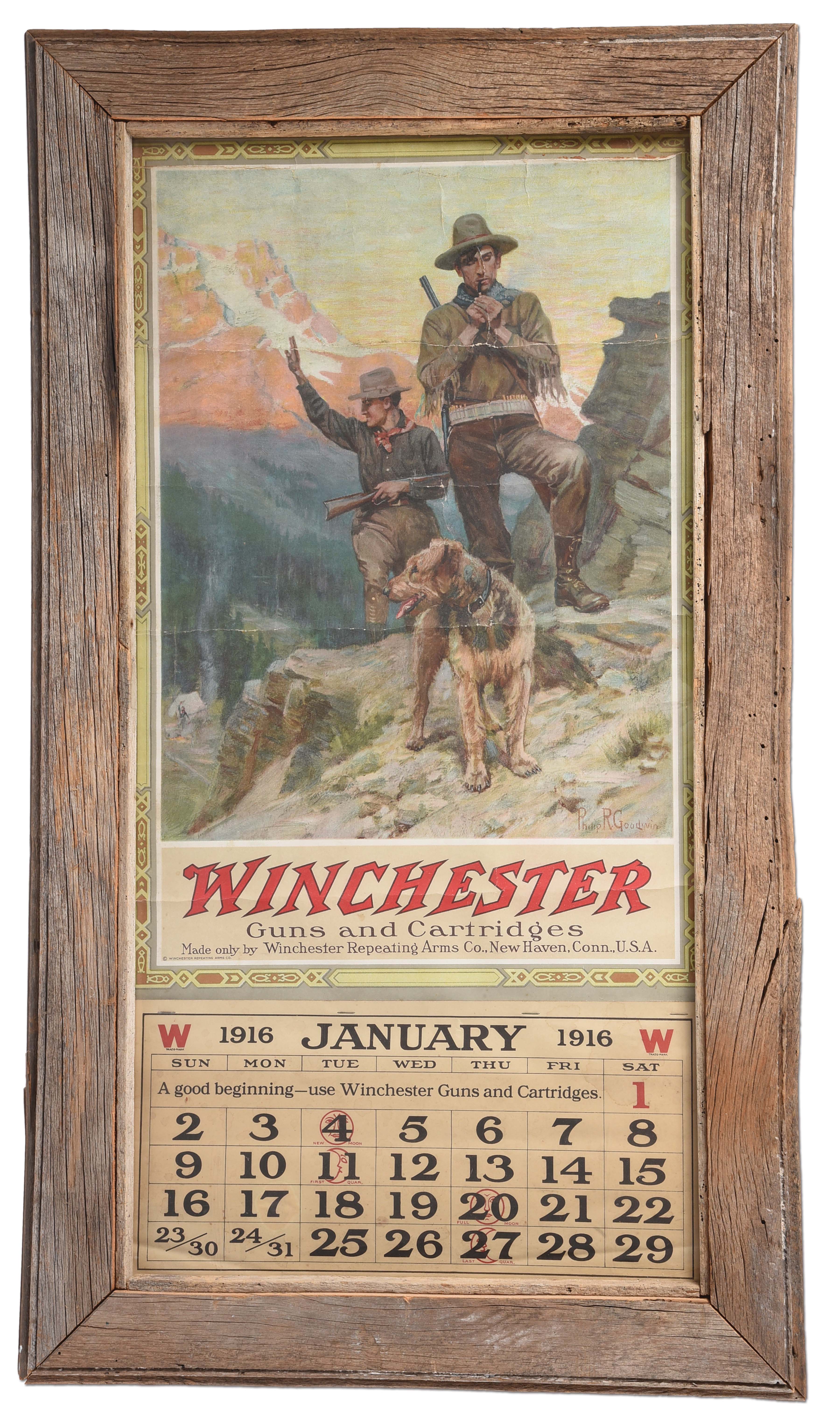 Lot Detail FRAMED JANUARY 1916 WINCHESTER CALENDAR.