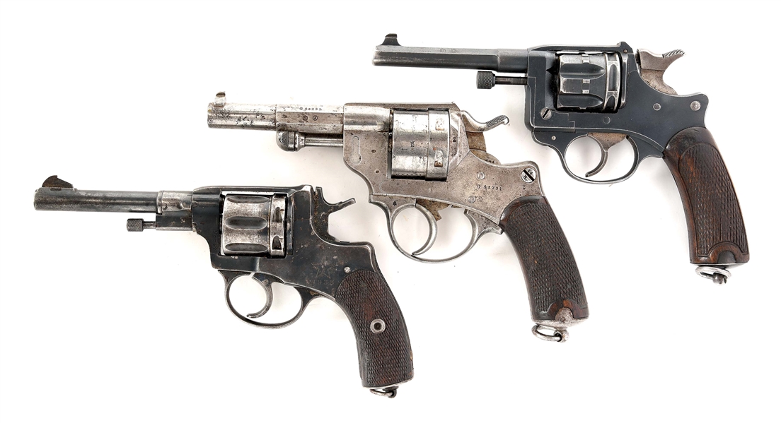 (A) LOT OF 3: ST ETIENNE AND RUSSIAN REVOLVERS.
