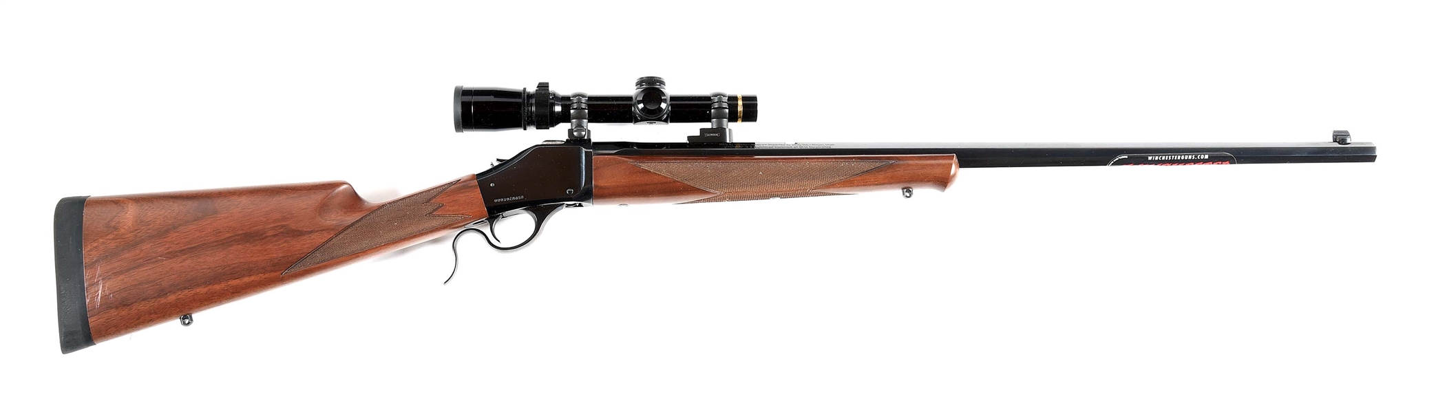 (M) WINCHESTER MODEL 1885 .300 H&H MAGNUM SINGLE SHOT RIFLE WITH LEUPOLD SCOPE.