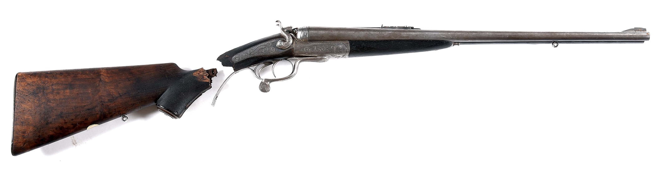 (C) A. HOLLIS AND SON HAMMER DOUBLE RIFLE IN .400 NITRO EXPRESS.