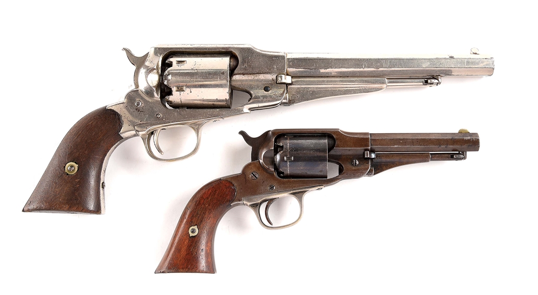 (A) LOT OF TWO REMINGTON PERCUSSION REVOLVERS: 1858 NEW MODEL ARMY AND NEW MODEL POLICE  