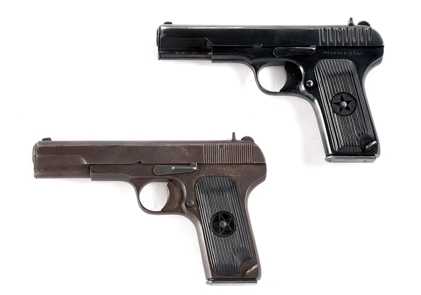 (C) LOT OF TWO SCARCE TOKAREV SEMI AUTOMATIC PISTOLS: RUSSIAN T33 AND SCARCE TYPE 51 WITH CAPTURE PAPERS