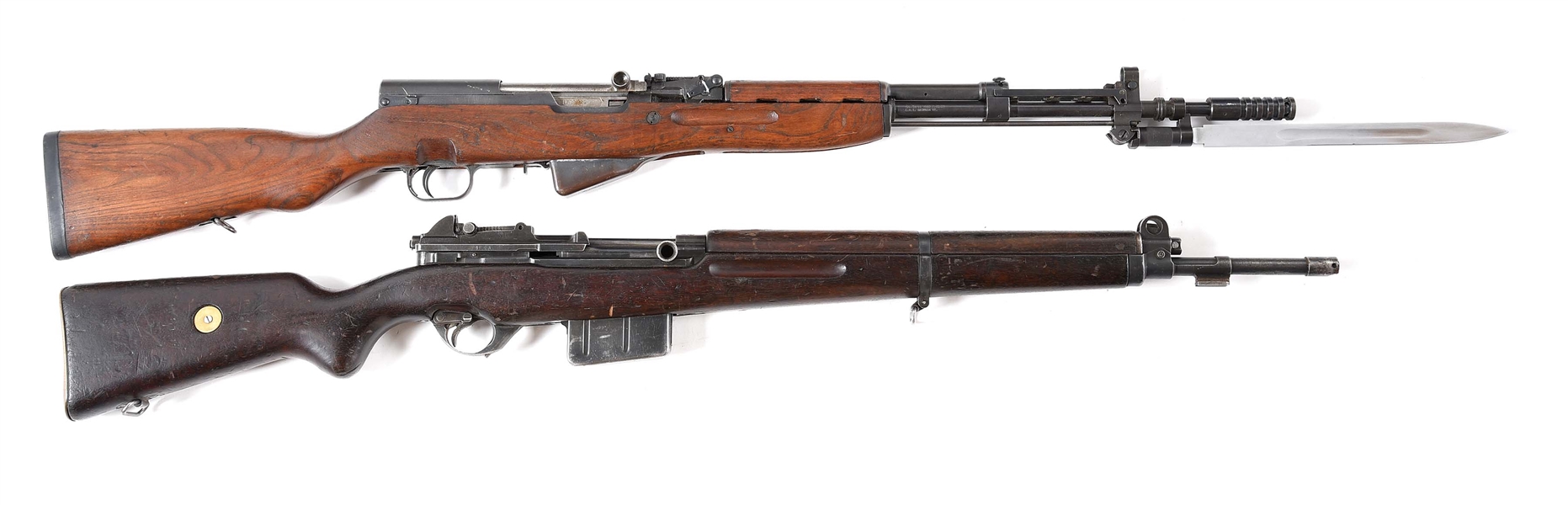 (C) LOT OF 2: YUGO 59/66 AND FN ABL 47 SEMI AUTOMATIC RIFLE.