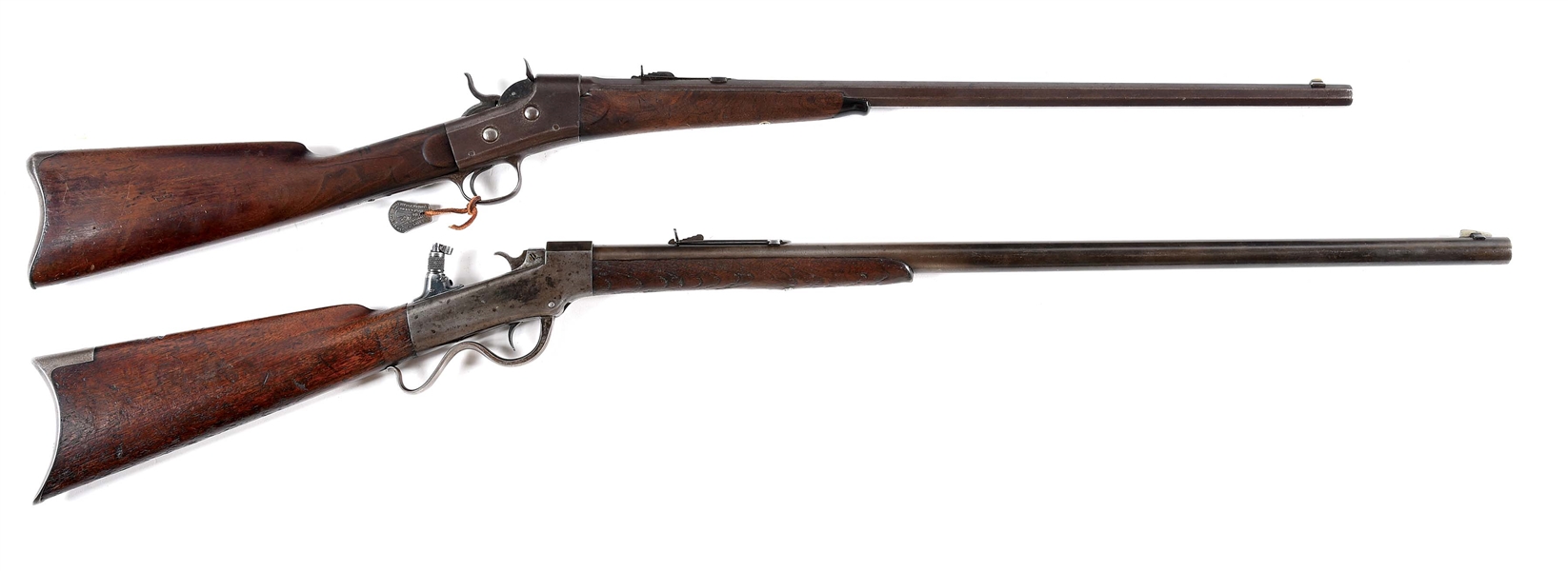 (A) INDIAN AFFAIRS IDENTIFIED WHITNEY NO 2 SPORTING RIFLE AND JM MARLIN SINGLE SHOT RIFLES.