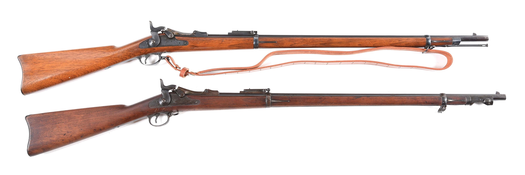 (A) SHOOTERS LOT OF 2 SPRINGFIELD TRAPDOOR RIFLES.