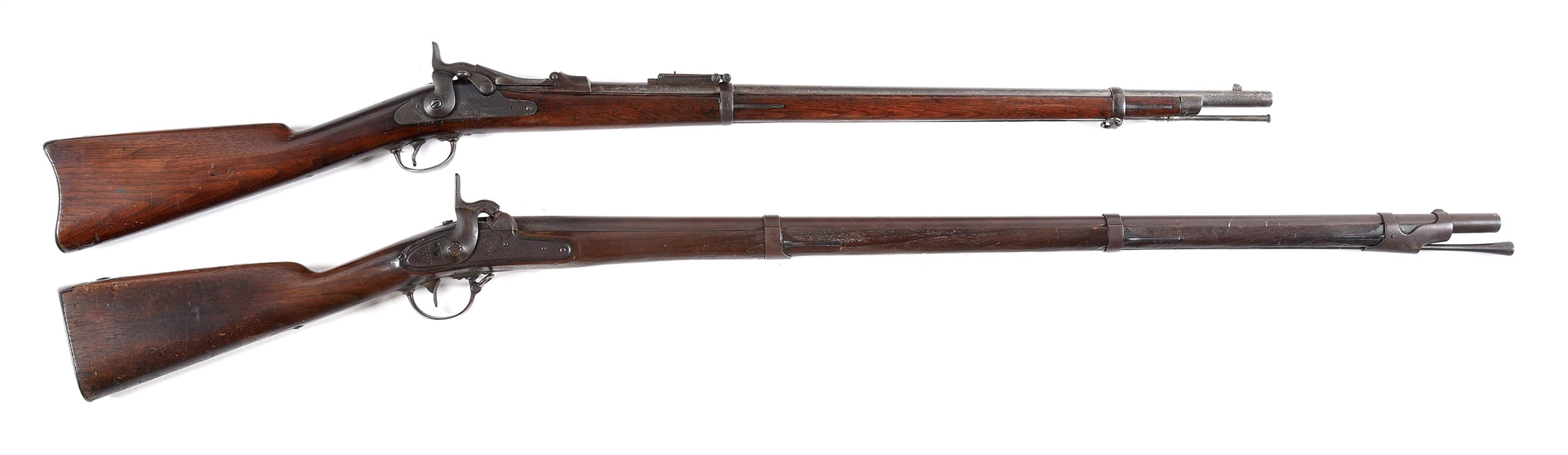 (A) LOT OF 2: SPRINGFIELD 84 AND HARPERS FERRY 1842 PERCUSSION RIFLES.