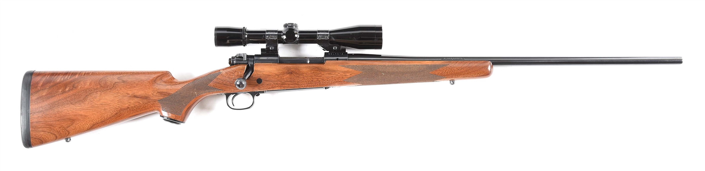 (C) WINCHESTER 70 BOLT ACTION RIFLE WITH SCOPE.