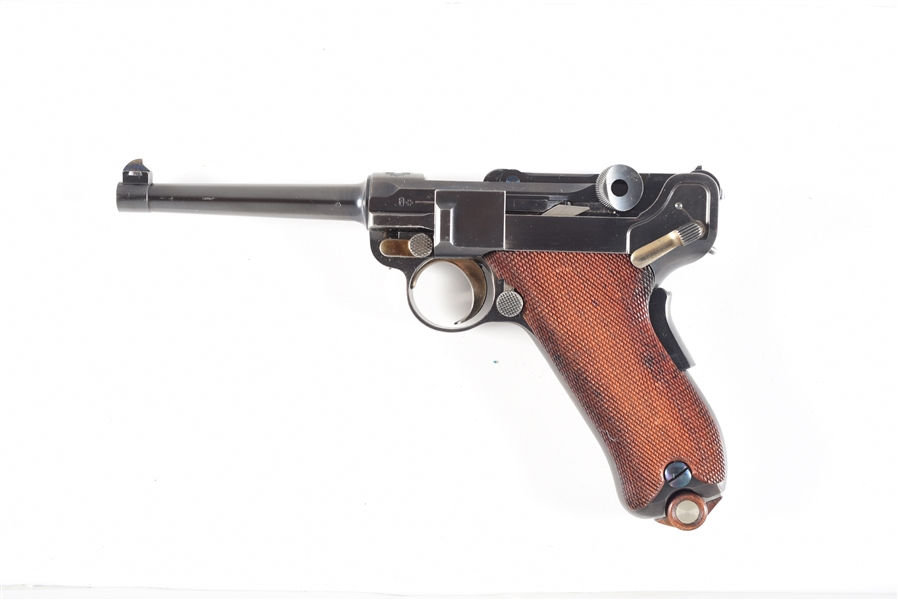 (C) ATTRACTIVE DWM MODEL 1900 SWISS LUGER SEMI-AUTOMATIC PISTOL WITH HOLSTER.