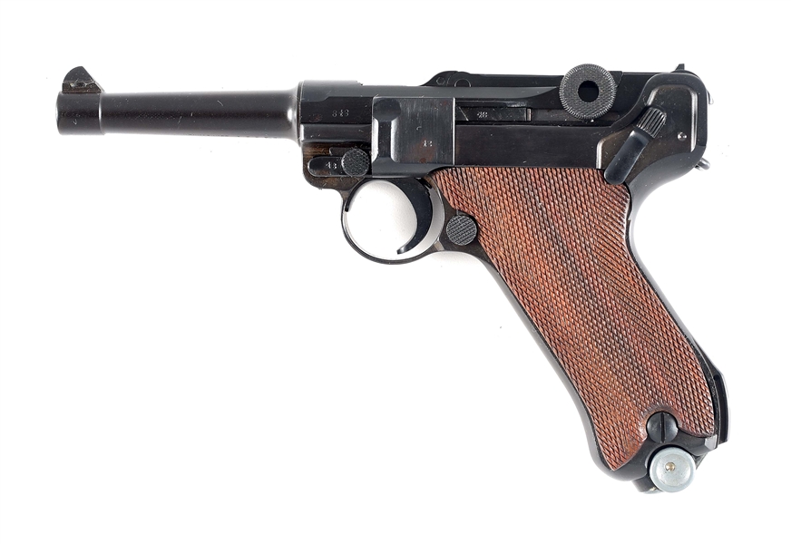 (C) K DATE MAUSER S/42 CODE P.08 LUGER SEMI-AUTOMATIC PISTOL WITH HOLSTER.