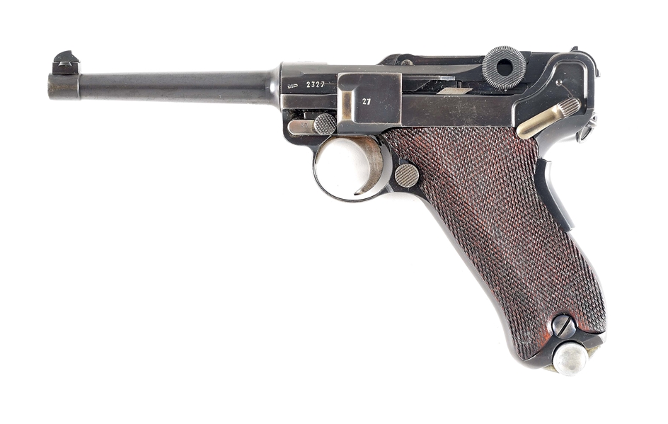 (C) MAUSER BANNER MODEL 1935/06 PORTUGUESE "GNR" MILITARY CONTRACT LUGER SEMI-AUTOMATIC PISTOL WITH HOLSTER.