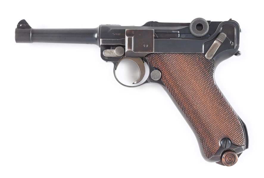 (C) GERMAN WWI DOUBLE DATE NAVY LUGER REWORKED TO A WEIMAR NAVY P.08 SEMI-AUTOMATIC PISTOL.