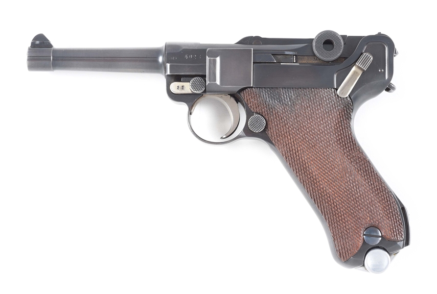 (C) MAUSER BANNER 1936 DATE COMMERCIAL LUGER SEMI-AUTOMATIC PISTOL.