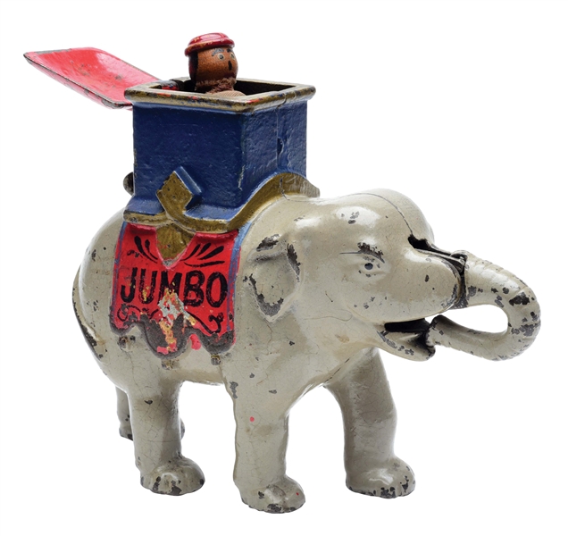 "JUMBO" ELEPHANT WITH HOWDAH MECHANICAL BANK.