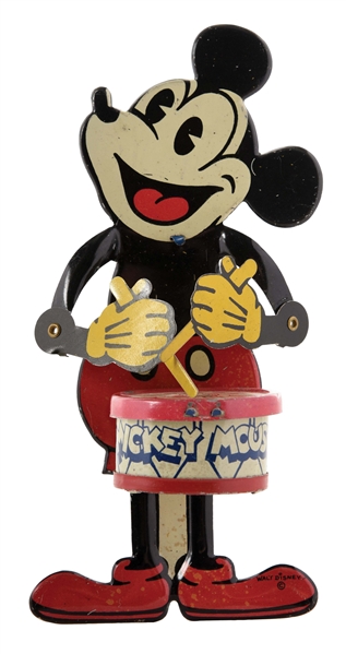 WALT DISNEY TIN LITHO MICKEY MOUSE DRUMMER TOY.