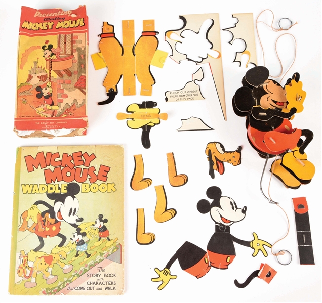 LOT OF 2: EARLY WALT DISNEY MICKEY MOUSE CARDBOARD AND PAPER TOYS.