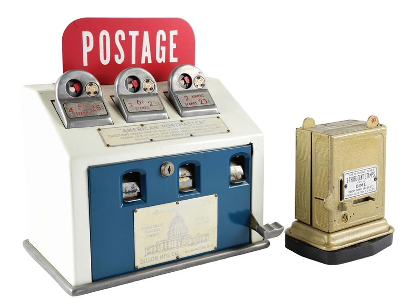 LOT OF 2: POSTAGE STAMP VENDING MACHINES.