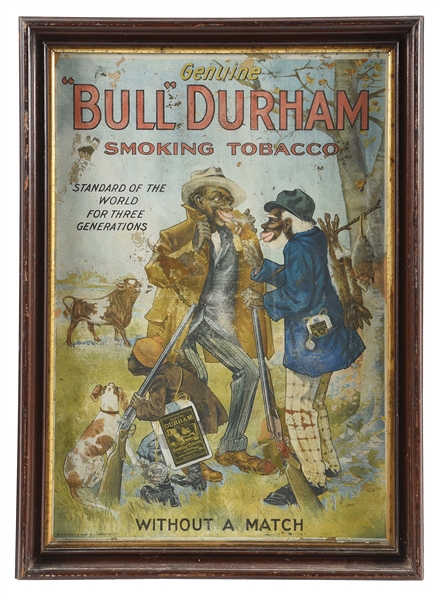 "BULL" DURHAM SMOKING TOBACCO PAPER ADVERTISING POSTER.