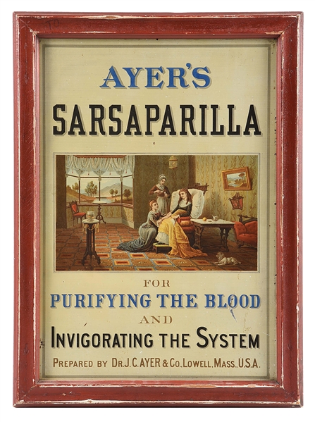 TIN SIGN ADVERTISING AYERS SARSAPARILLA.