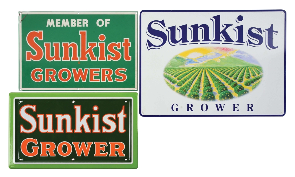 LOT OF 3: SUNKIST ADVERTISING SIGNS. 