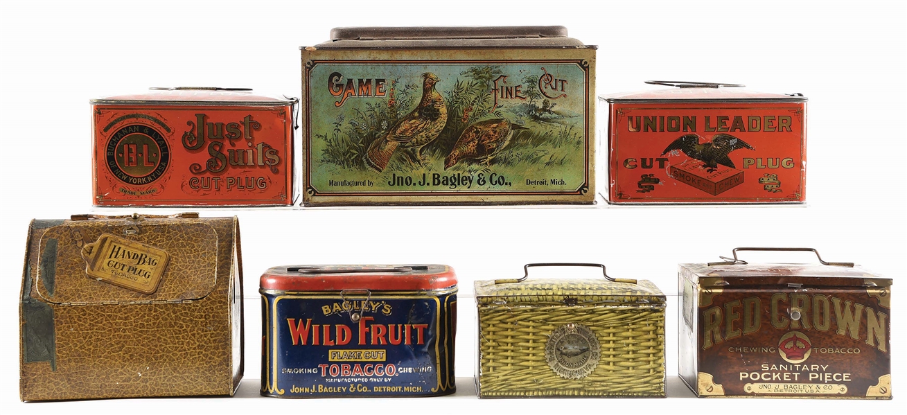 LOT OF 7: VARIOUS TOBACCO TINS.