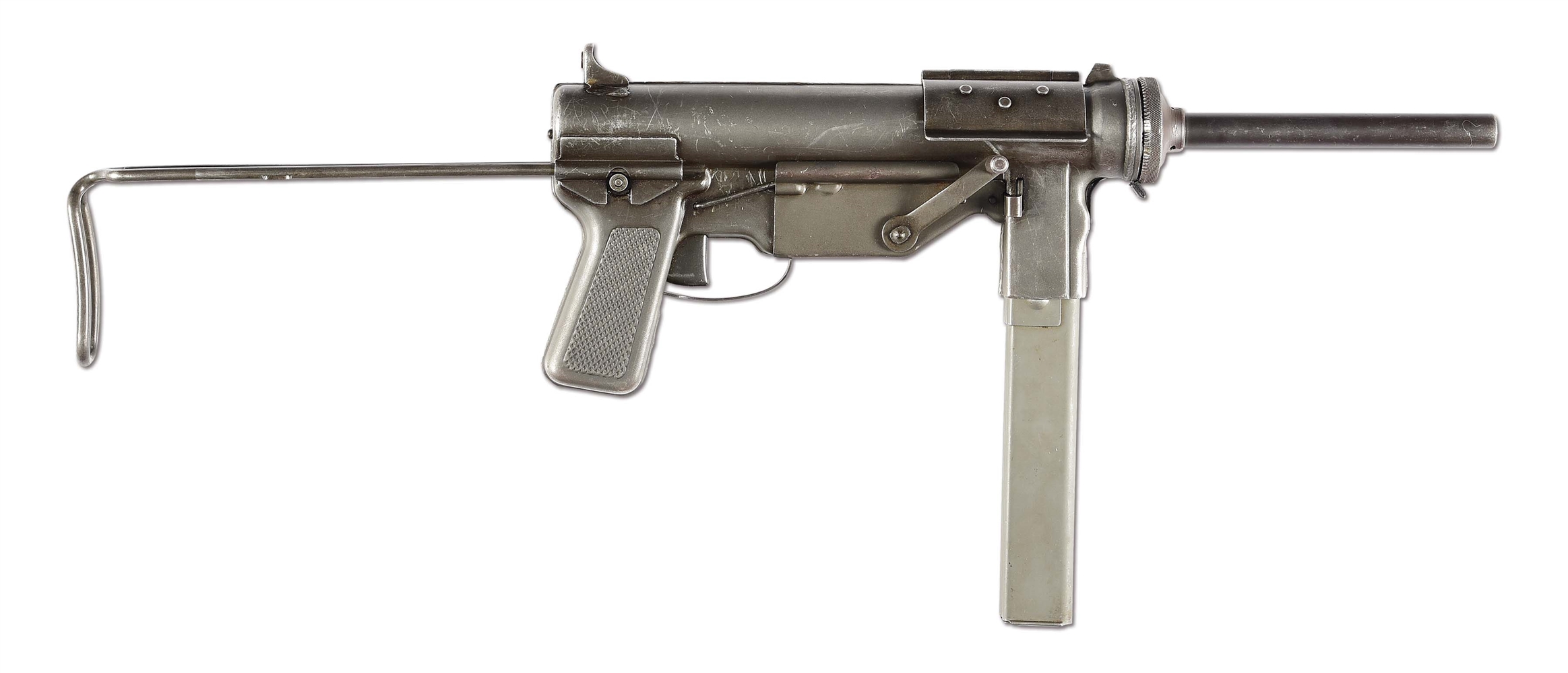 (N) OUTSTANDING EARLY VARIANT ORIGINAL GENERAL MOTORS U.S. GUIDE LAMP MANUFACTURED M3 “GREASE GUN” MACHINE GUN WITH ACCESSORIES (CURIO AND RELIC).