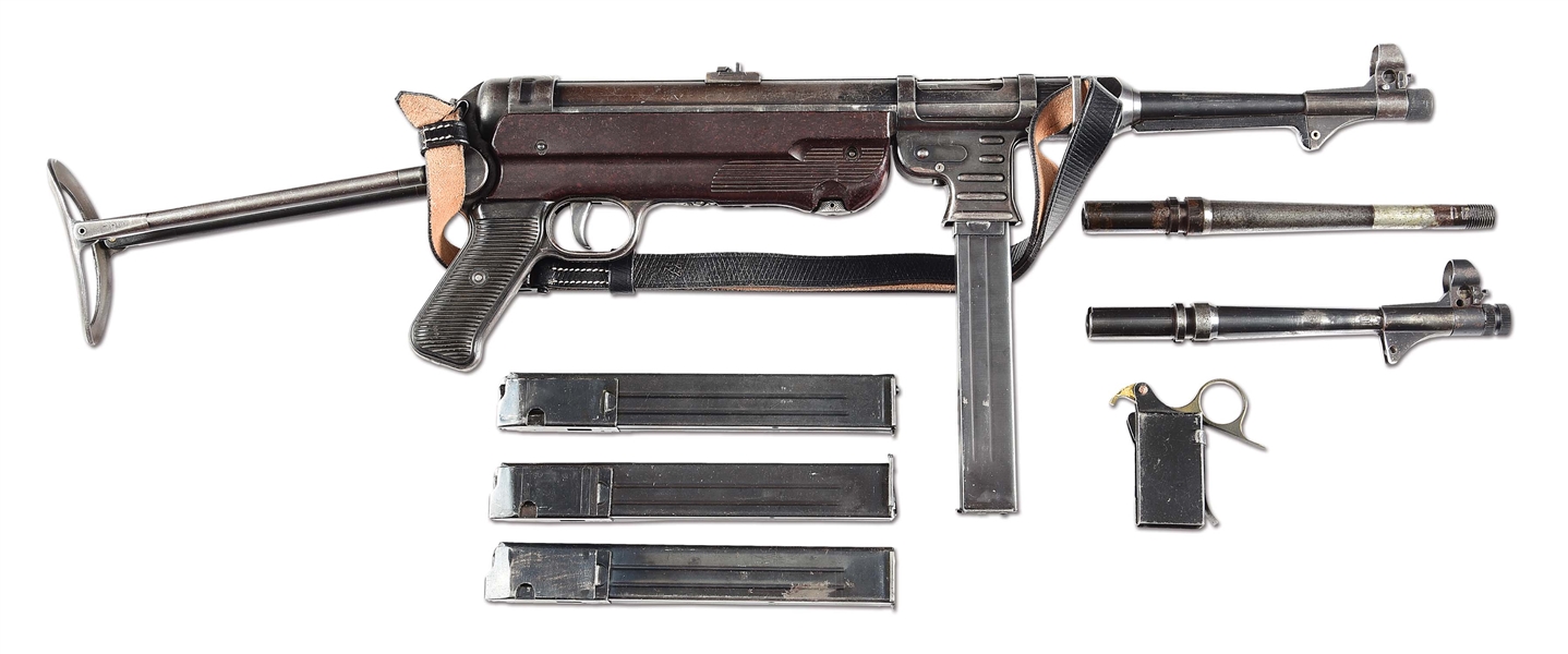 (N) NICELY ACCESSORIZED GERMAN WORLD WAR 2 ERMA MP-40 MACHINE GUN (CURIO & RELIC).