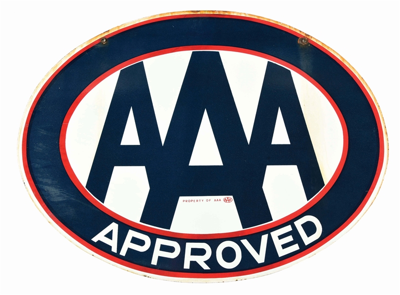 AUTO CLUB AAA APPROVED PORCELAIN SIGN. 