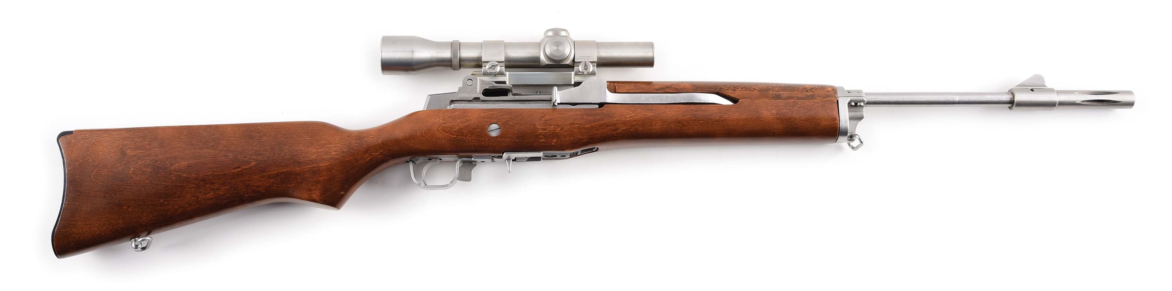 (M) RUGER MINI 14 SEMI-AUTOMATIC RIFLE WITH SCOPE.
