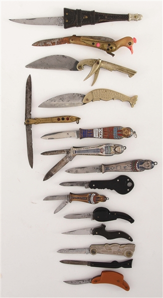 LOT OF 15: EARLY FOREIGN FIGURAL KNIVES.